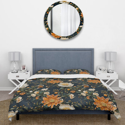 Honi Imperial Grandeur - Oriental Floral Duvet Cover Set - Microfiber Polyester