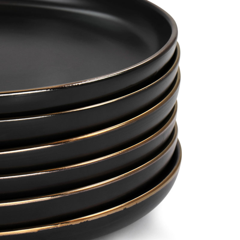 Ensemble d'assiettes en grès 6 pièces Elama Arthur, Noir mat