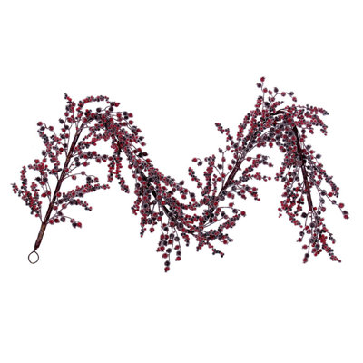 The Holiday Aisle® 72" Winter Icy Red & Burgundy Berry Garland.