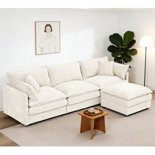 3-Seater Comfy Cloud Couches With Movable Ottoman