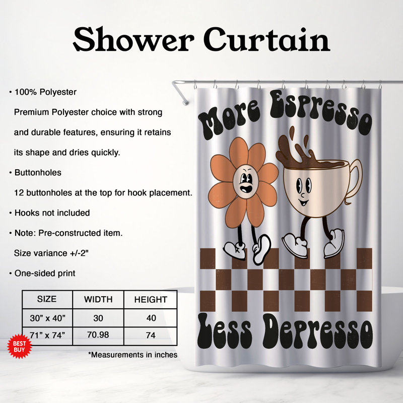Tonesha Shower Curtain, 74"H x 71"W