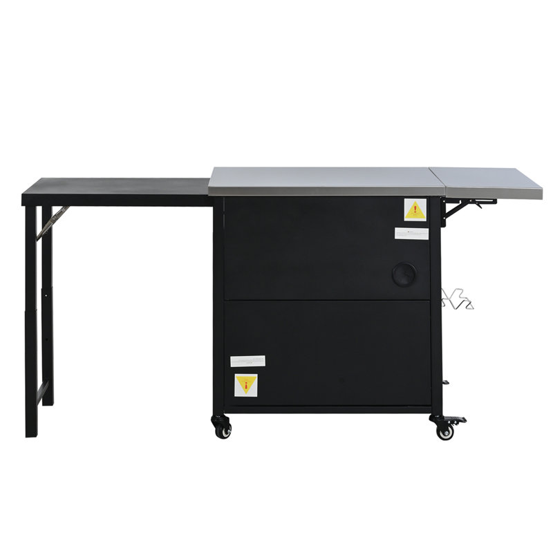Chariot de barbecue pliable pour l'extérieur, Noir