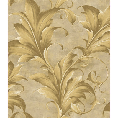 Seabrook Designs Metallic Acanthus Leaf Unpasted Wallpaper