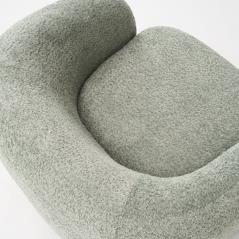 Fauteuil demi-tonneau pivotant rembourré Munehito, Vert fumée