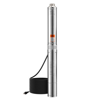 Deep Well Submersible Pump, 1.5 HP Output Power, 115V, 31.7 GPM Flow 276 ft Head, with 32.81 ft Cord, Stainless Steel Water Pump, for Industrial, Irrigation, and Home Use, IP68 Waterproof Grade