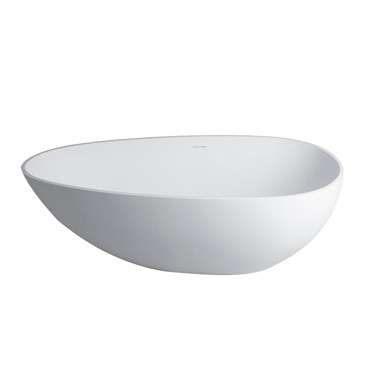 59"L x 30.7"W x 21.3"H Solid Surface Freestanding Oval Tub with Overflow and Drain
