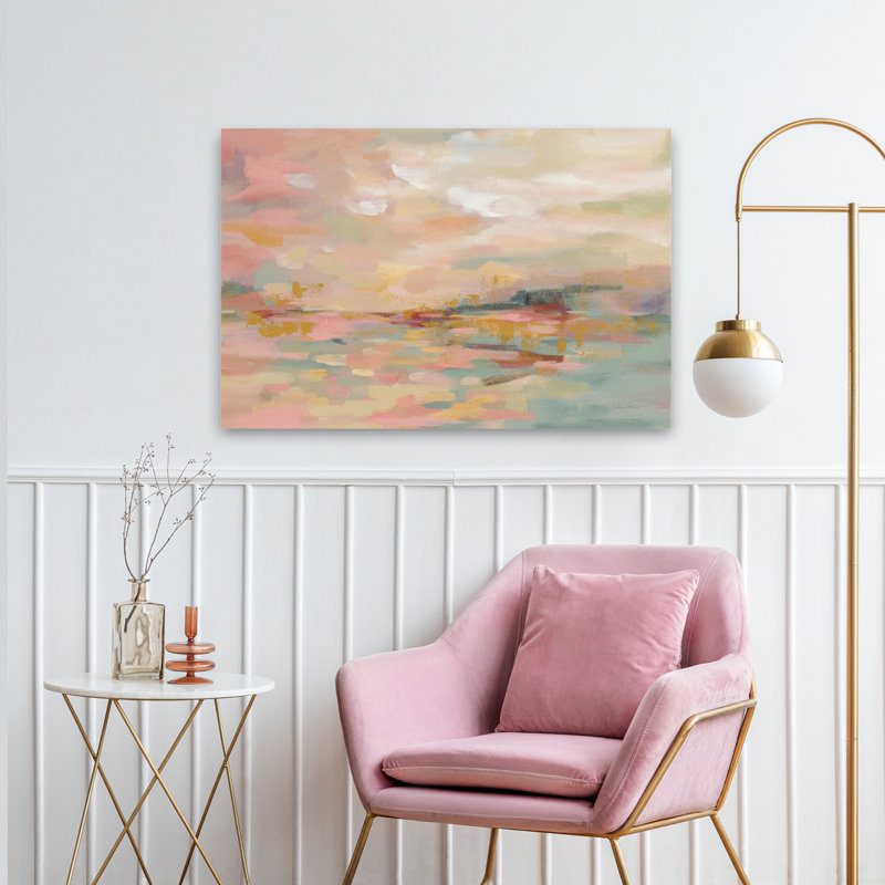 Waves - Abstract Beige Cream Green, 36" H x 24" W