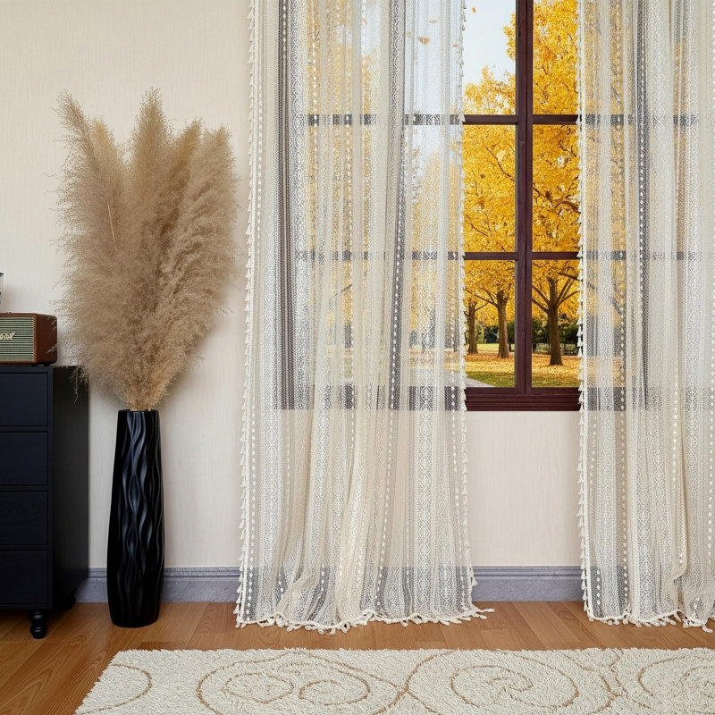 Sheer Curtain Pair, 168 cm Width x 229 cm Drop
