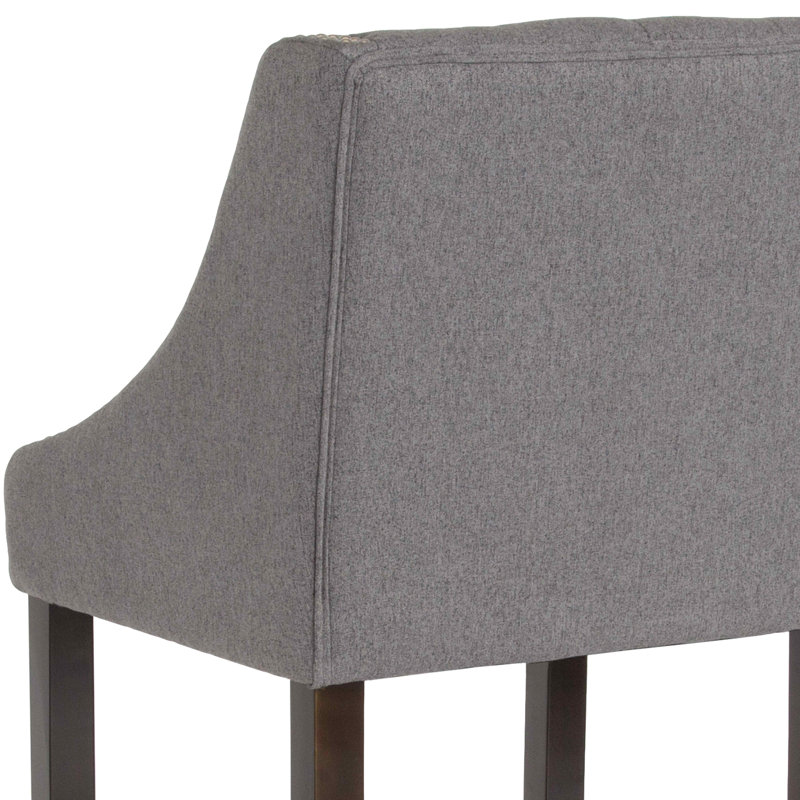 Ahseem 24" High Transitional Tufted Walnut Counter Height Stool, Bar Stool (30" Seat Height), Dark Gray