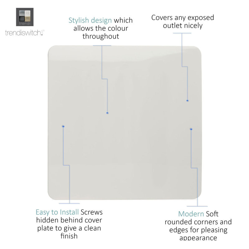 Trendi Switch Single Blanking Plate, Ice White