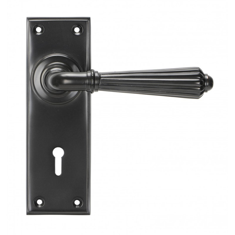 Hinton Lock Door Handle Kit, Aged Bronze