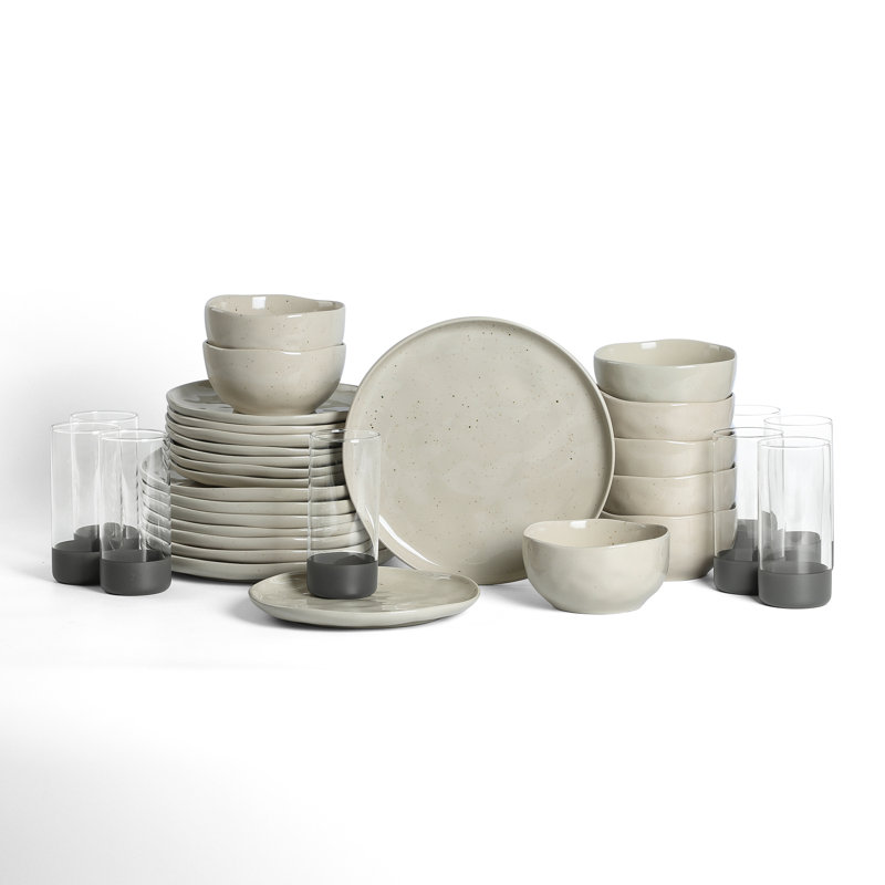 Service de table en grès borosilicaté 32 pièces Stone Lain Mirella, Beige