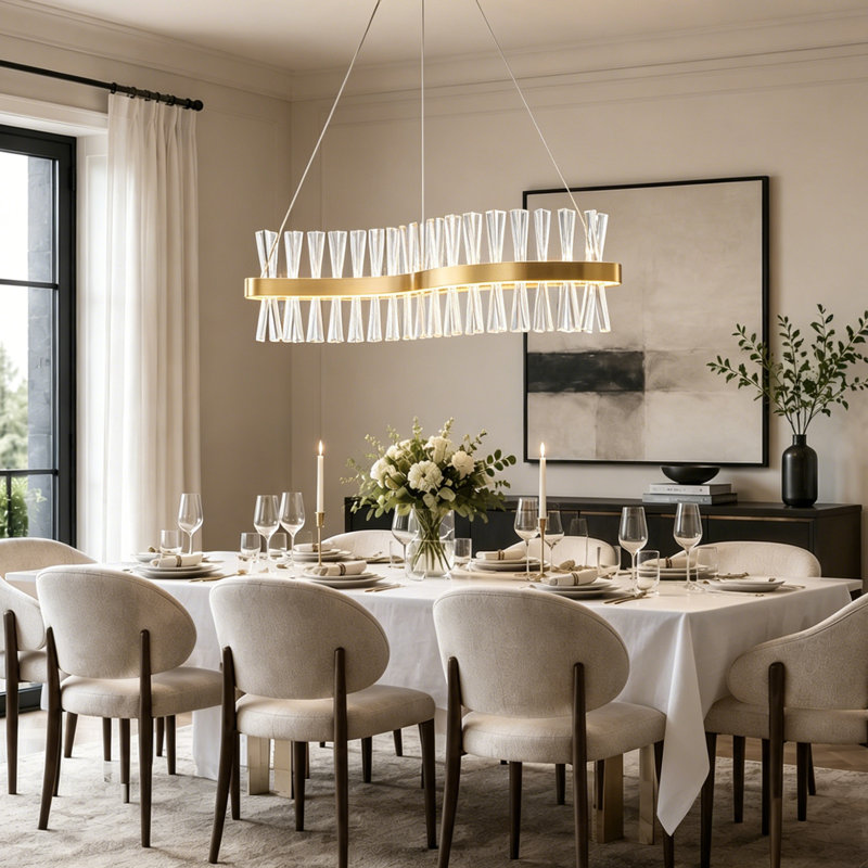 Luminaire suspendu linéaire en forme de S 36W à DEL à intensité variable pour îlot de cuisine