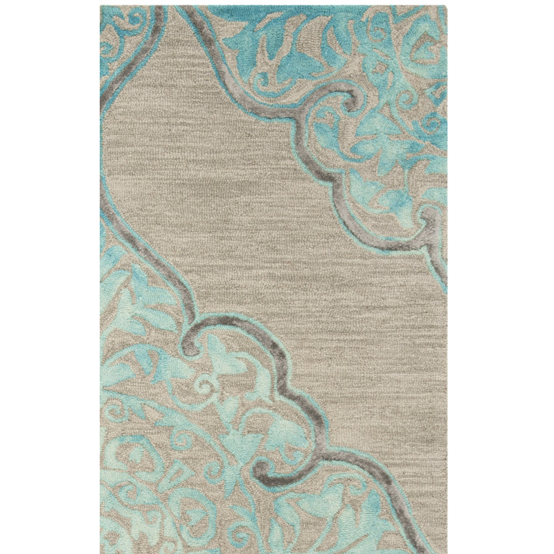 Tapis gris en laine / coton touffeté à la main Brennan, Carré 7 pi