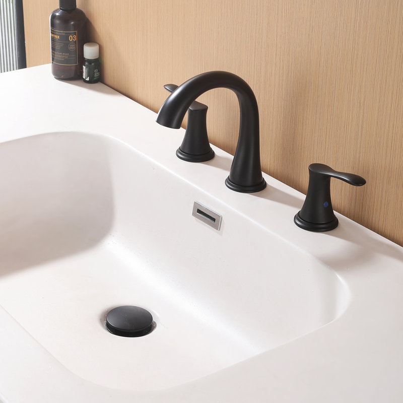 Robinet de salle de bain 6,33 "transitionnel à 3 trous, 2 poignées avec drain, Noir mat