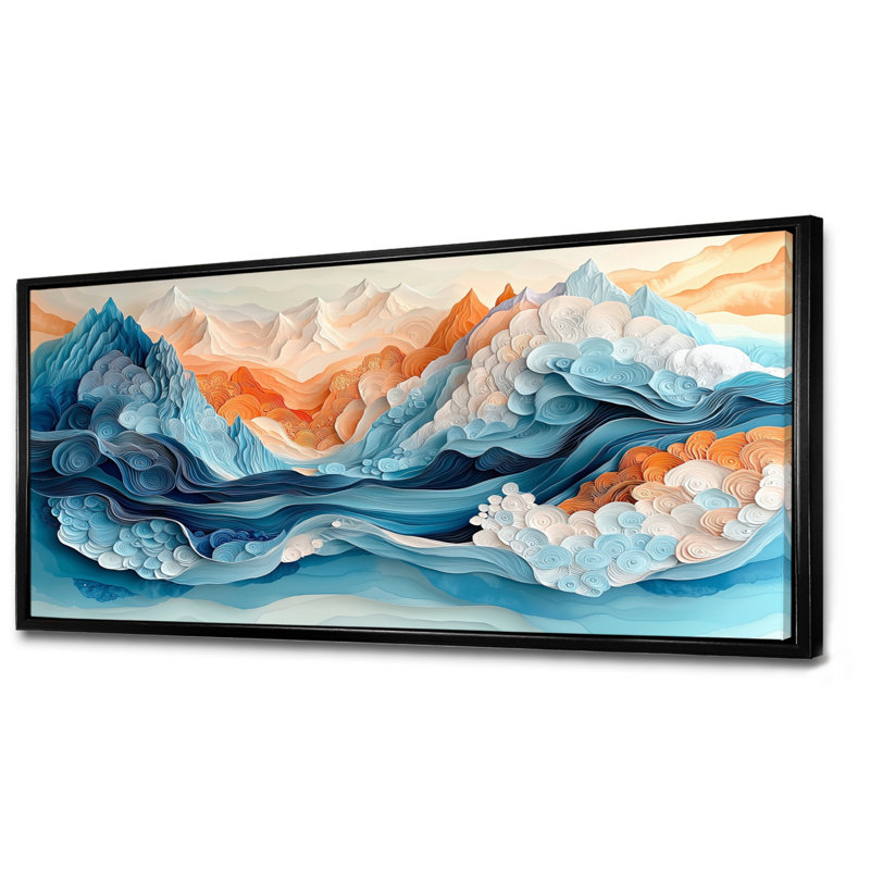 Glendall - Abstract Wall Art, Noir, noir, noir, noir, H 28 po x l 60 po, Cadre flottant