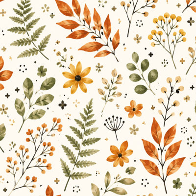 Papier peint auto-adhésif amovible à feuilles d'automne avec motif de feuilles d'automne Boho Earthy