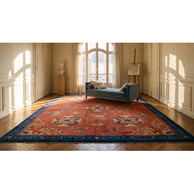 Tapis bleu marine, rouge / rouille