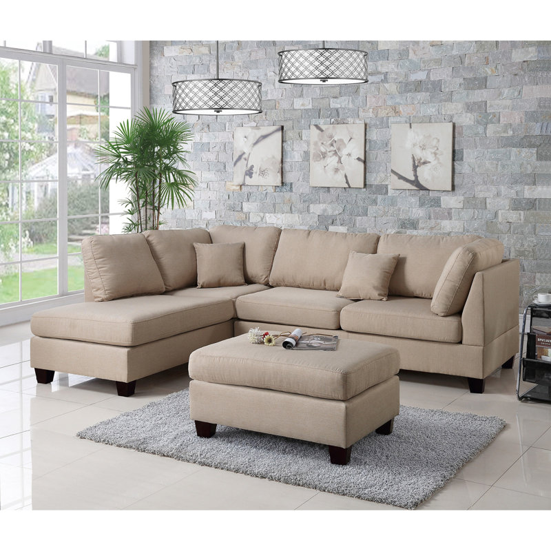 Canapé modulaire réversible couleur sable 3 pièces, Tanné