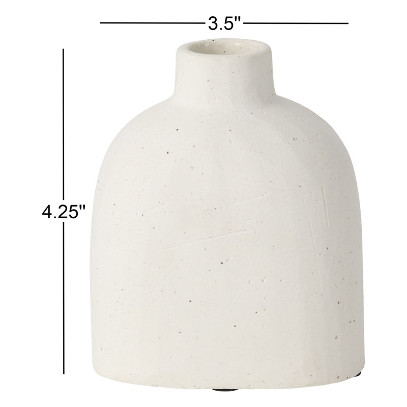 Vase de table en céramique Abie, H 4,25 po x l 3,5 po x P 2 po, Blanc