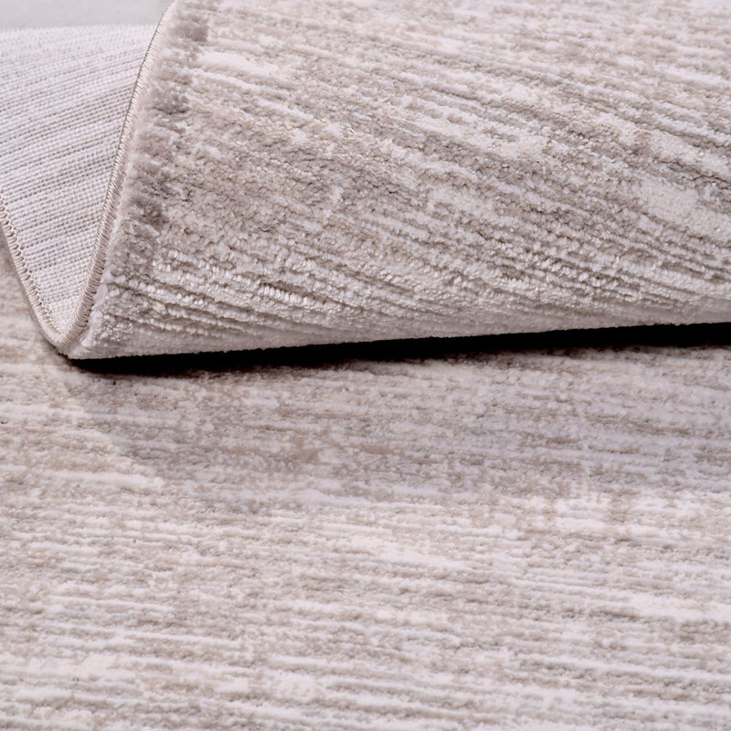 Modern Cream Machine Washable Non-Slip Area Rug, Runner 2'8" x 6'7"