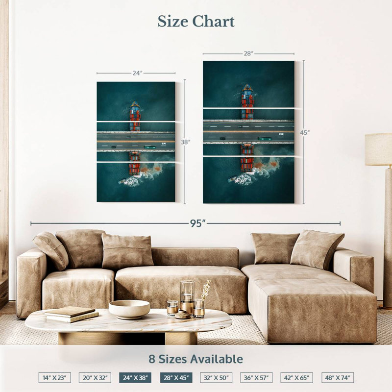 Mehar Cargo Ship Under Bridge, 38" H x 24" W