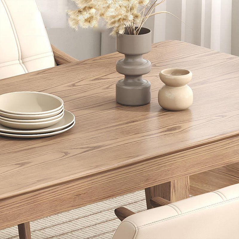 Light Walnut Rectangular Solid Dining Table For Dining Room/Kitchen, 29.53"H x 70.87"L x 35.43"W