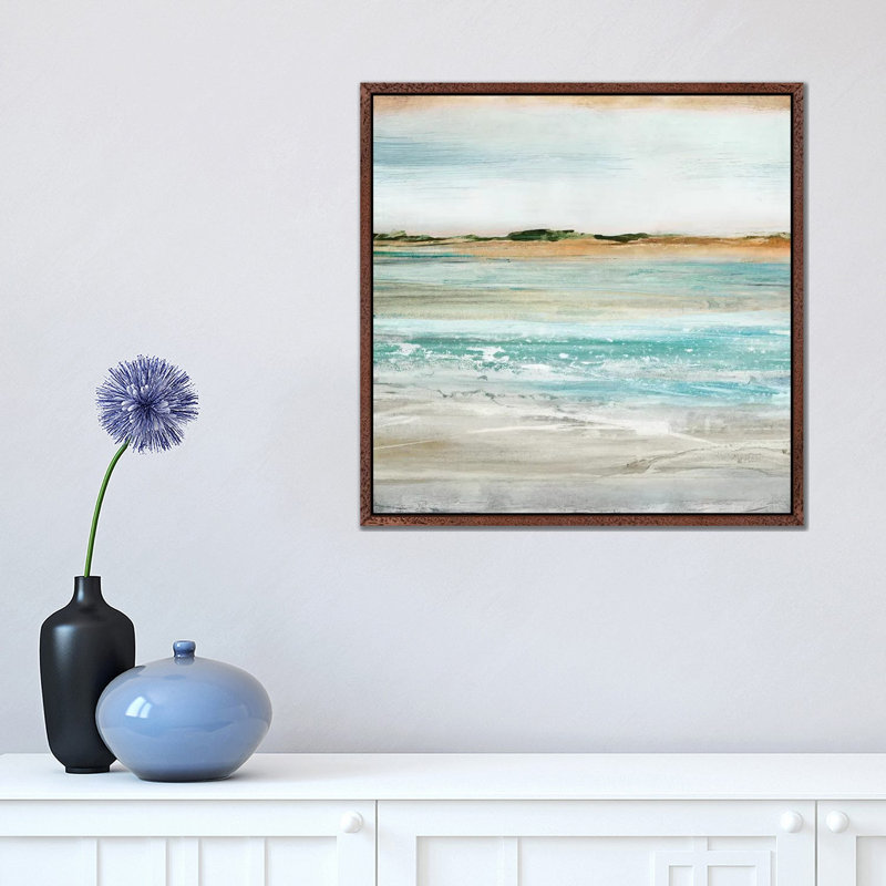 Retrospective I by Isabelle Z - Painting on Canvas, 45.72 cm H x 45.72 cm W, Classic Brown Wood Framed