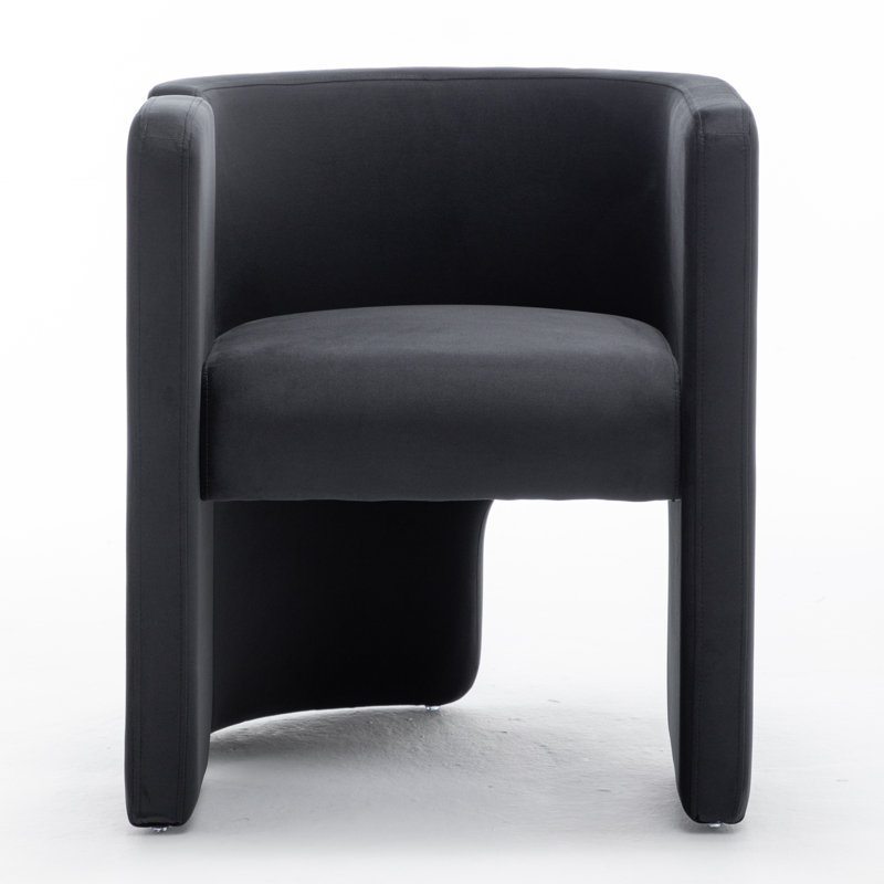 Jaimyn 24" Wide Upholstered Barrel Accent Chair, Dark Black Velvet