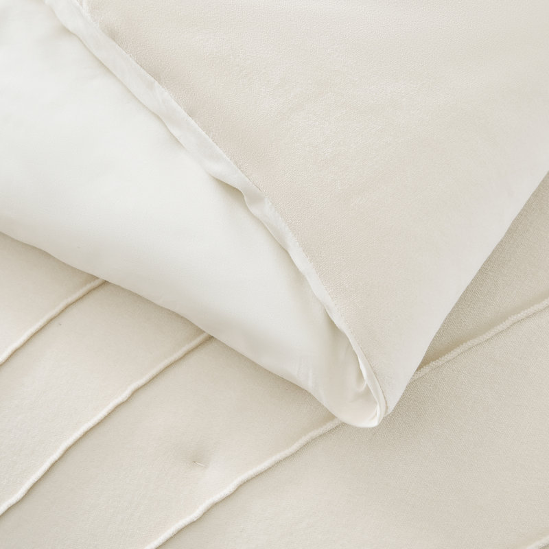 Solar Drift Velvet Cotton Comforter Set Cream 3 Piece Set Queen, Queen Comforter + 2 Standard Shams