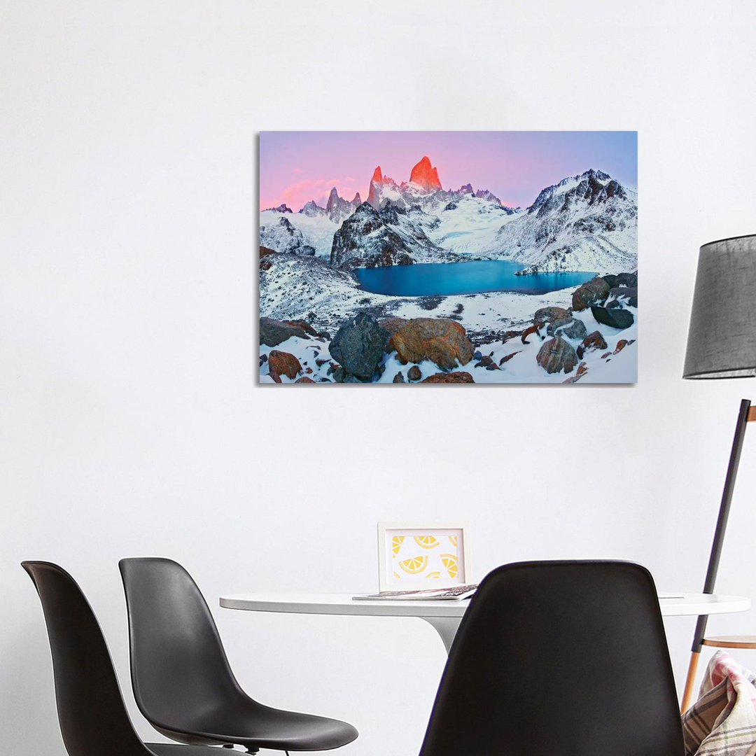Argentina, Patagonia, Los Glaciares NP. Sunrise On Mount Fitz Roy And Laguna De Los Tres. by Jaynes Gallery - Wrapped Canvas Painting
