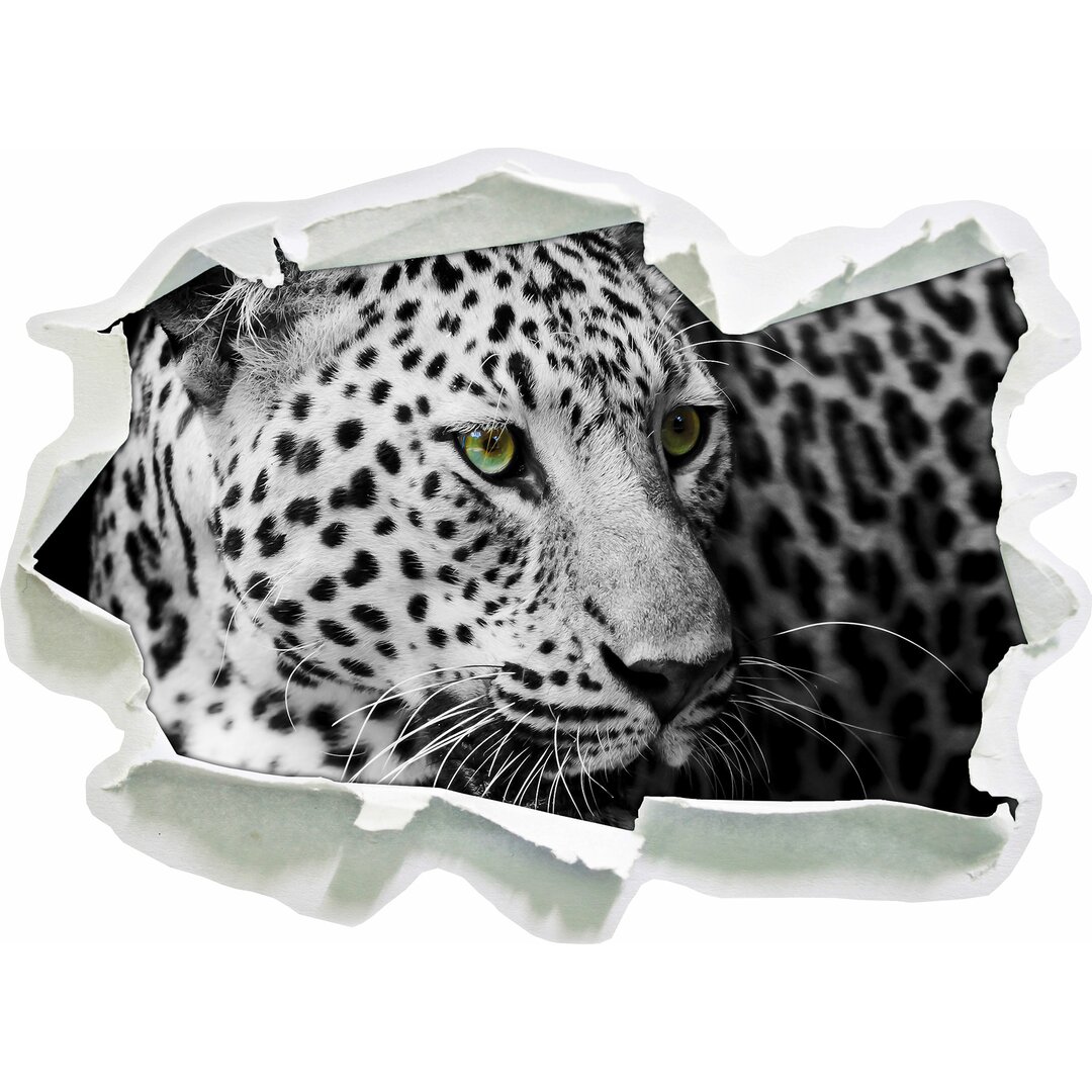 Dunkler Leopard mit grünen Augen Wandsticker