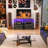 AV Media Stand With Outlets, Media Console With LED Lights, Stereo Racks And Stands With Storage Shelves, Media Audio Tower Stand-386307740
