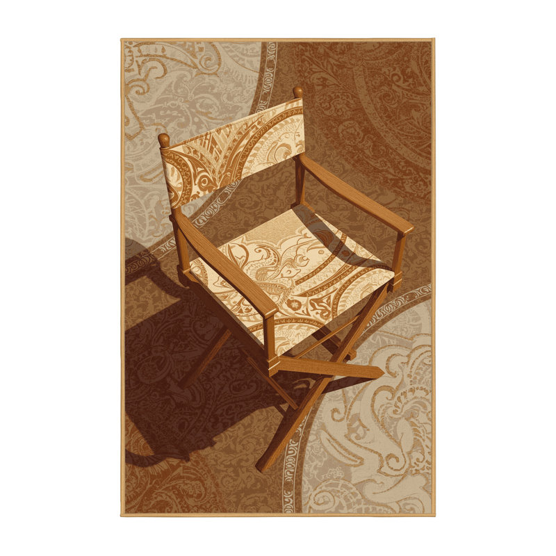 Tapis oriental classique lavable à la machine Osnas en brun - reliure brun clair, 5 x 7