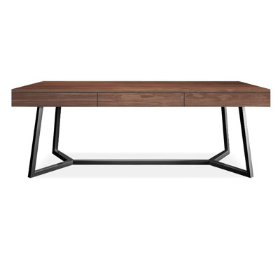 55.12" Tan+Black Rectangular Solid Wood+Steel with 3 drawers desk