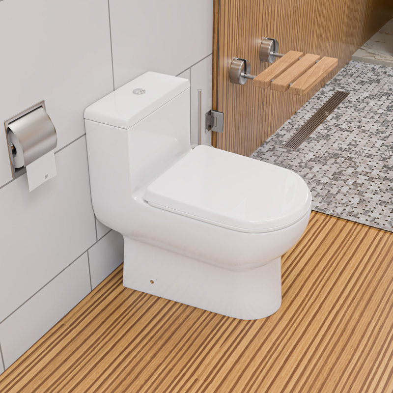 Toilette allongée une pièce à double chasse en céramique (siège inclus)