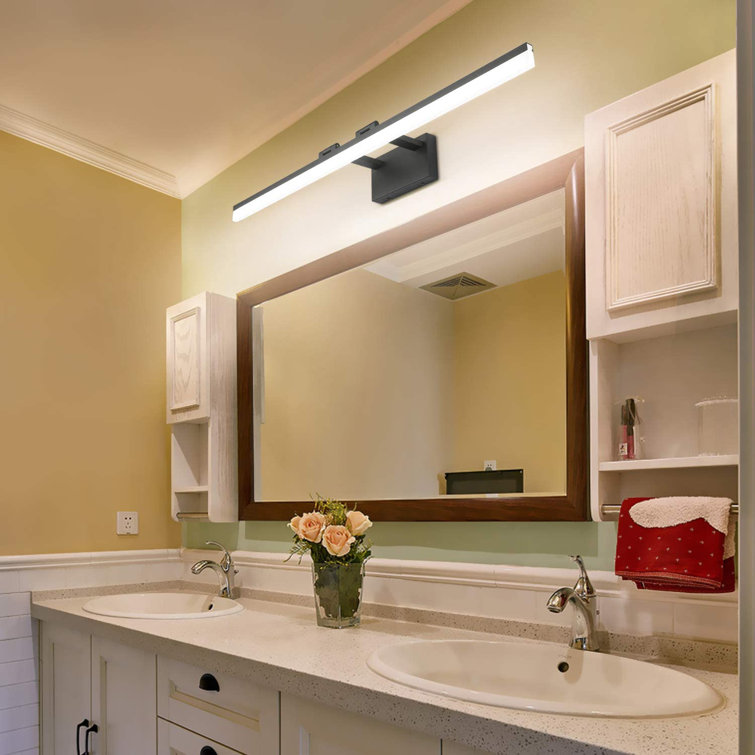 39.98 in. W Modern Bathroom Vanity Light Fixtures LED 6-Lights Matte Black  Bathroom Lights Over Mirror 6000K Cool White