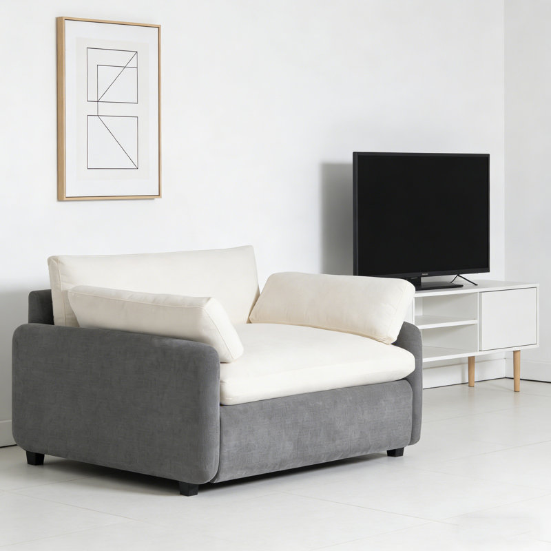Le siège surdimensionné de 50 po x 43 po permet une posture assise / couchée multiple pour une détente ultime., Gris / Crème