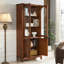 Bibliothèque American Style American Vintage en bois d'hévéa avec portes en verre