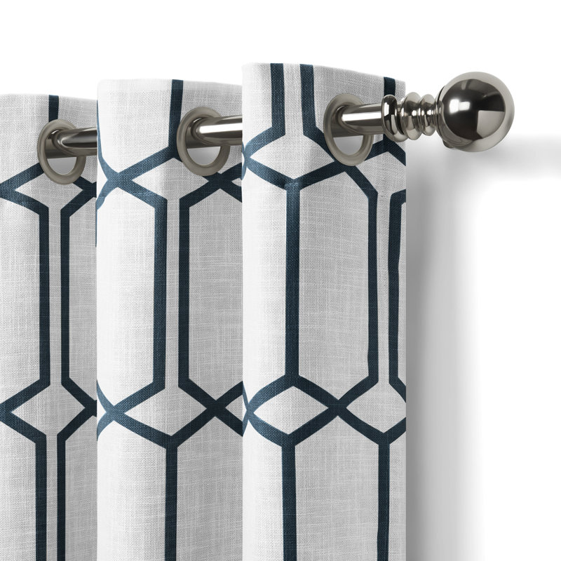 Panneau de rideau simple obscurcissant et isolant à motif géométrique avec œillets Albesa, l 52" x L 84", Indigo