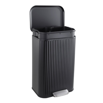 13 gal Kitchen Trash Can, Step Garbage Can with Soft-Close Lid, Stainless Steel Recycling Bin