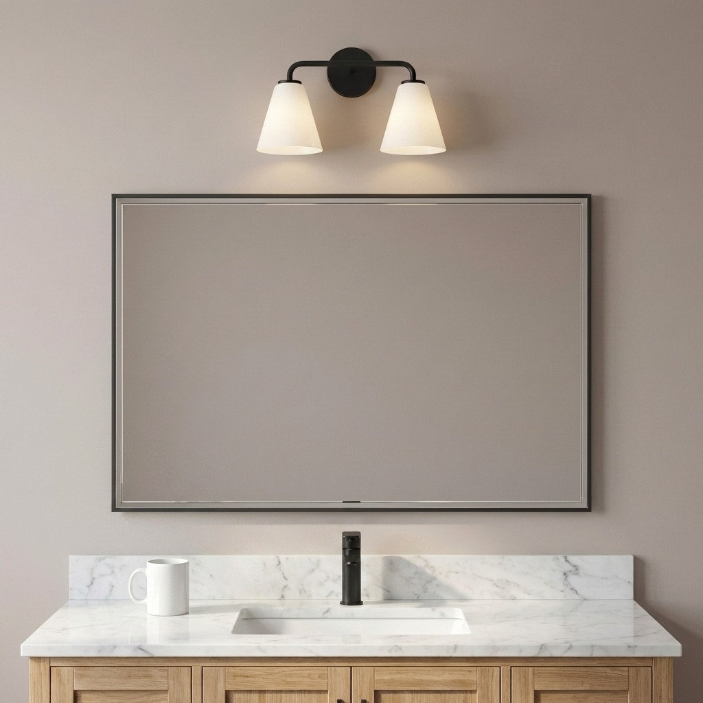 Hayden Dimmable Glass Cone Vanity Light, 2, Midnight Black, White