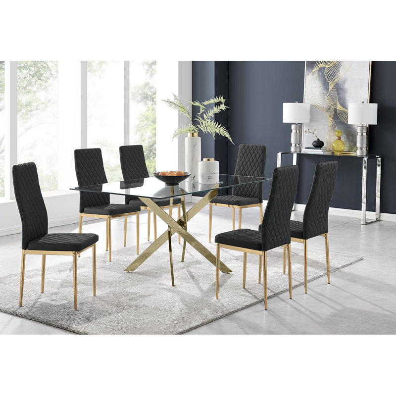 Dining Set, Black/Gold