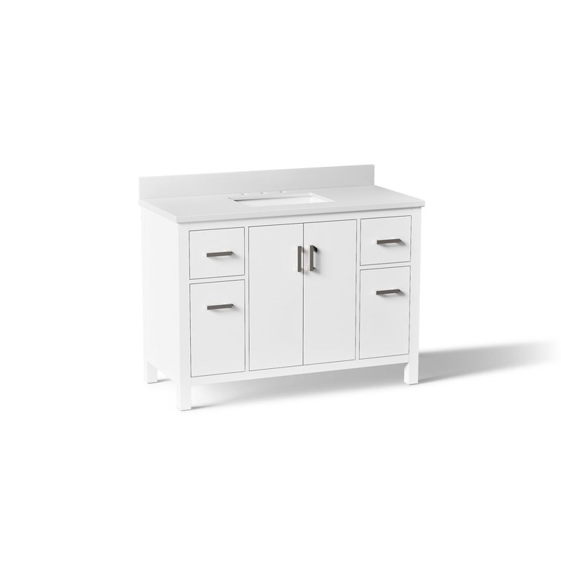 Kresla 48 In. Bathroom Vanity Cabinet With Sink And Quartz Top, White