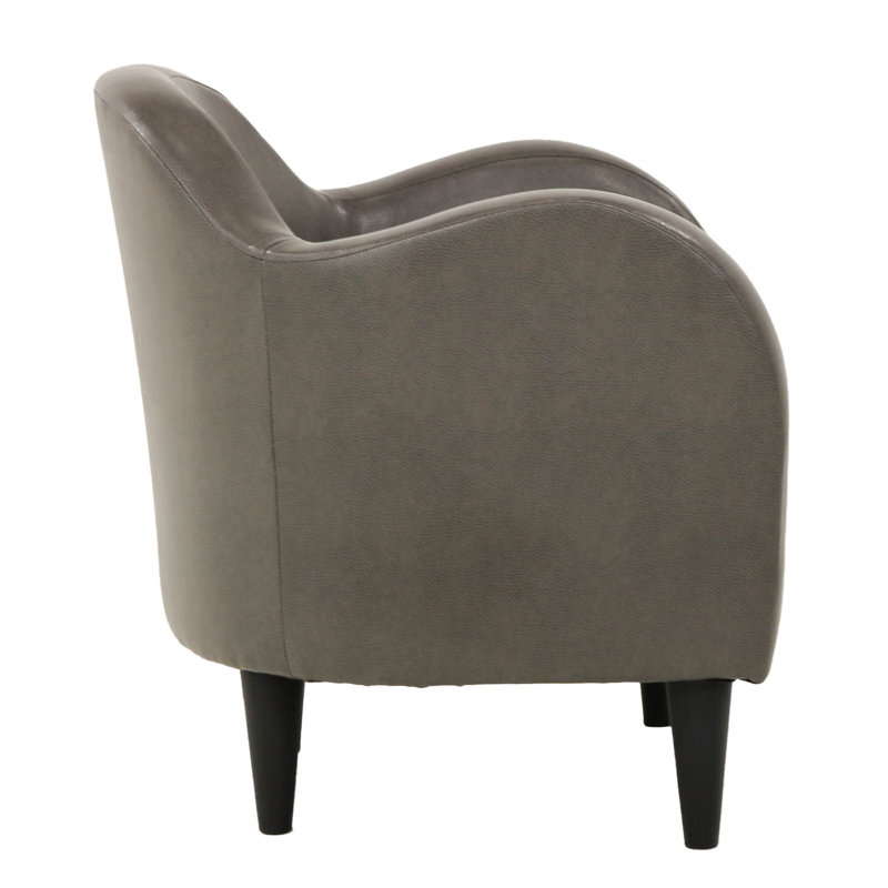 Fauteuil demi-tonneau l 30,5 po Tangier, Similicuir gris