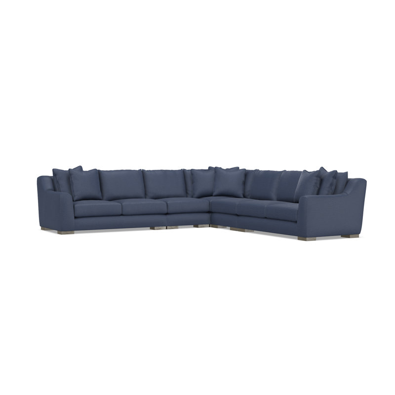 Sectional, Blue Polyester, 35" H x  140" W x 140" D, Symmetrical