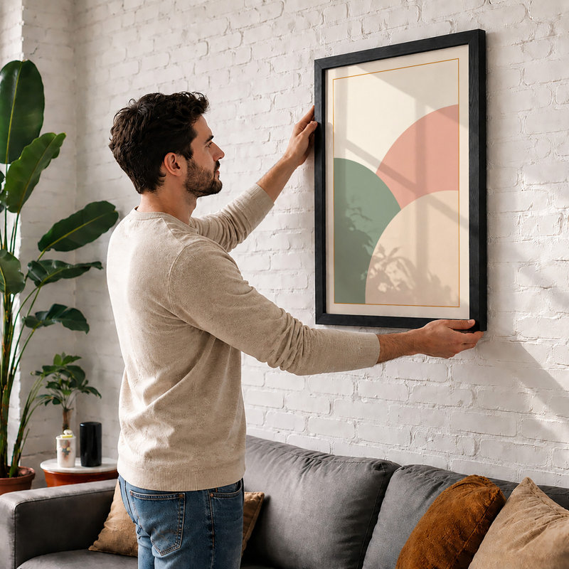 Soft Geometric Curves Minimalist - Print, A1 - 84.1 x 59.4 cm, Black