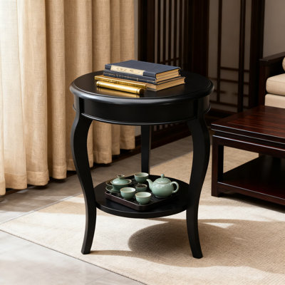 Table de bout ronde avec tablette inférieure pour le salon, la chambre à coucher ou le bureau, fabrication en bois massif, table d'appoint de 18 po de largeur