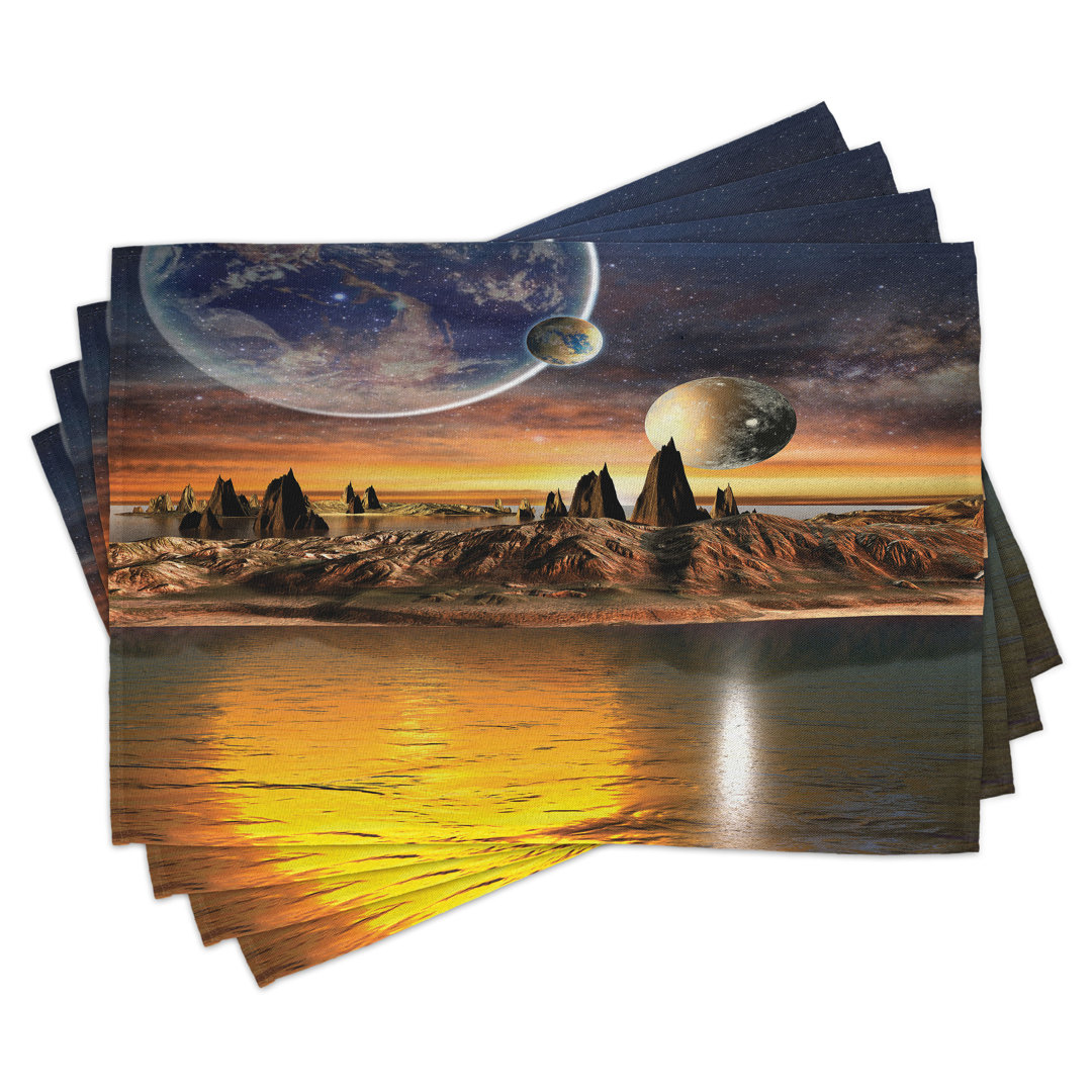 Platzdeckchen 4er Set, Planet Sci Fi Fantasy Art, Multicolor