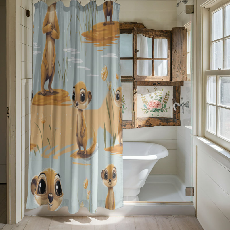 Meerkat Pups - Premium Shower Curtain, 71" W x 74" L